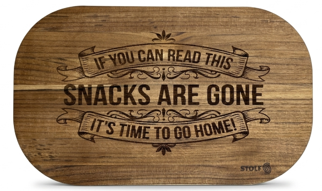 Personalized laser engraved cutting board — custom kitchen gift with decorative design