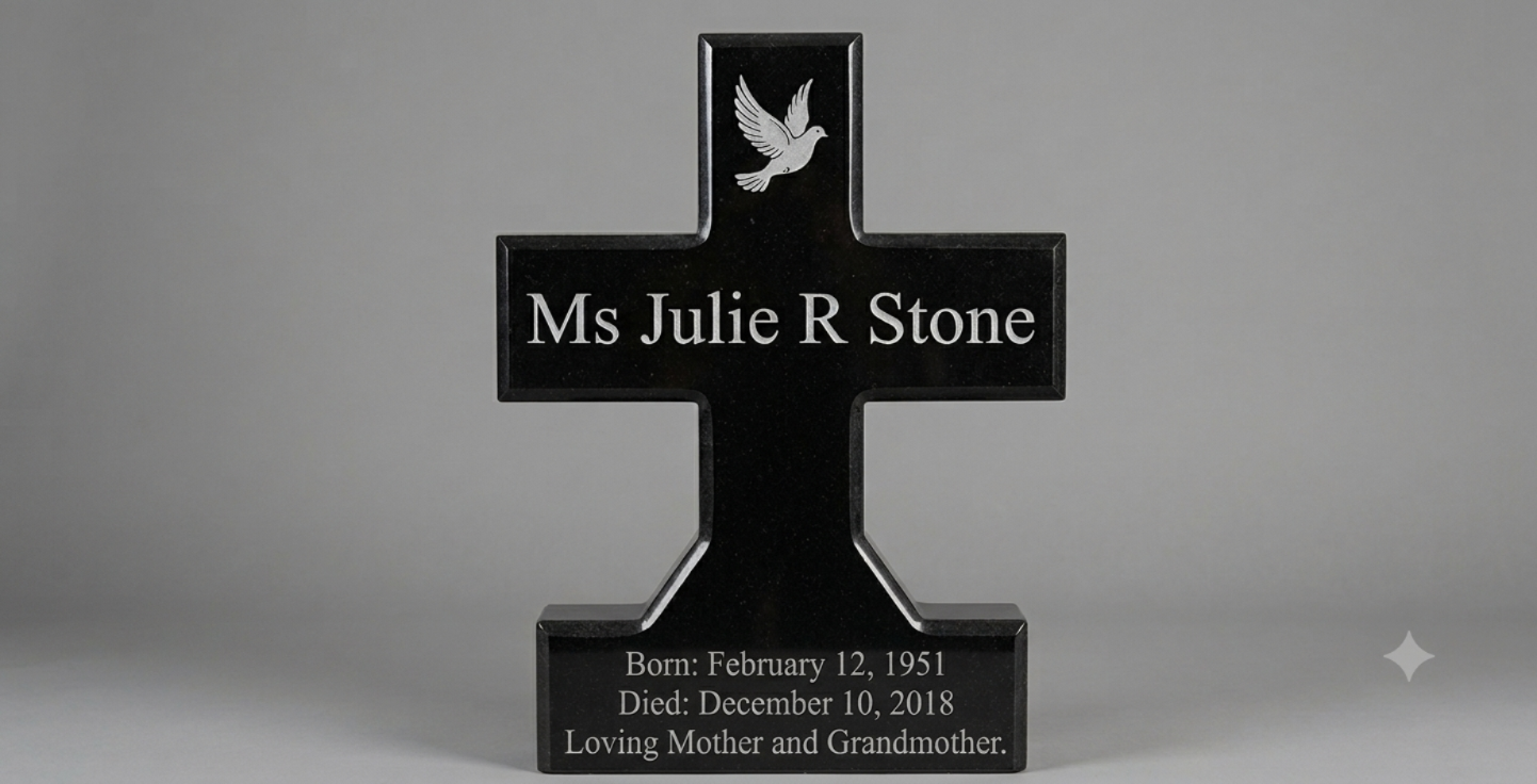Custom granite headstone with precision laser engraving — Legacy Laser Pro, Pensacola FL